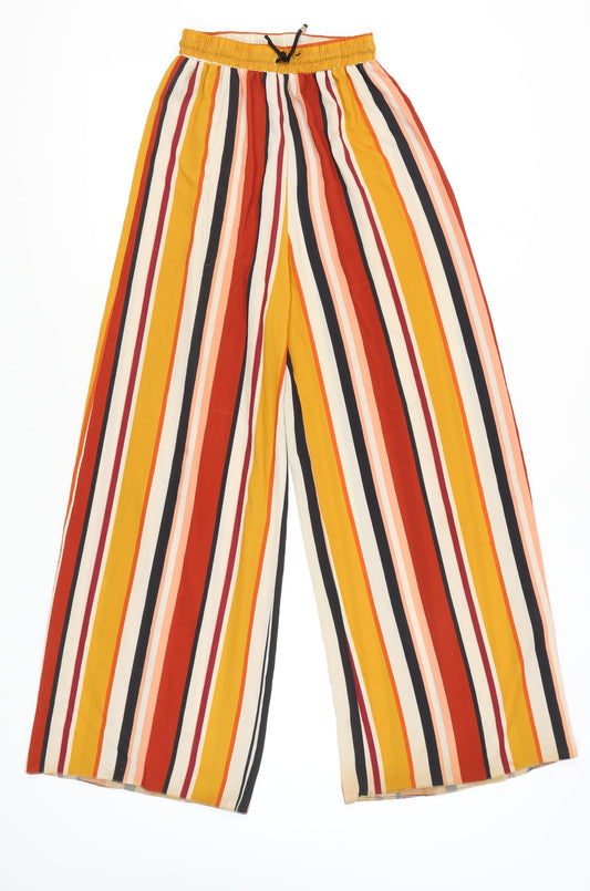 Womens UK Size 8 New Look Relaxed Fit Wide-Leg Multicoloured Trousers