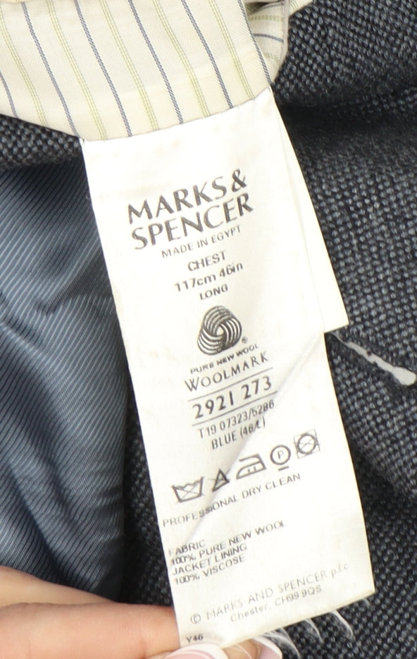 Mens UK Size 46 Marks and Spencer Regular Blue Suit Jacket