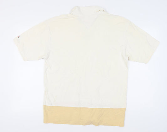 Tommy Hilfiger Men's Beige Polo, Size L, Short Sleeve