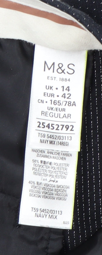 Womens UK Size 14 Marks and Spencer Regular Fit Casual Blue Trousers
