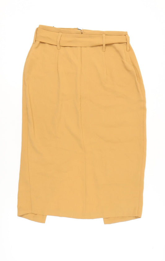 Miss Selfridge Women's Midi Yellow Pencil Skirt Size 10