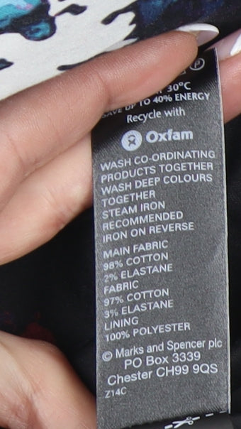 Marks and Spencer Women's Black Floral Pencil Skirt - Size 12