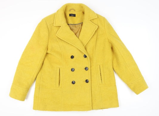 Womens UK Size 16 M&Co Yellow Pea Coat
