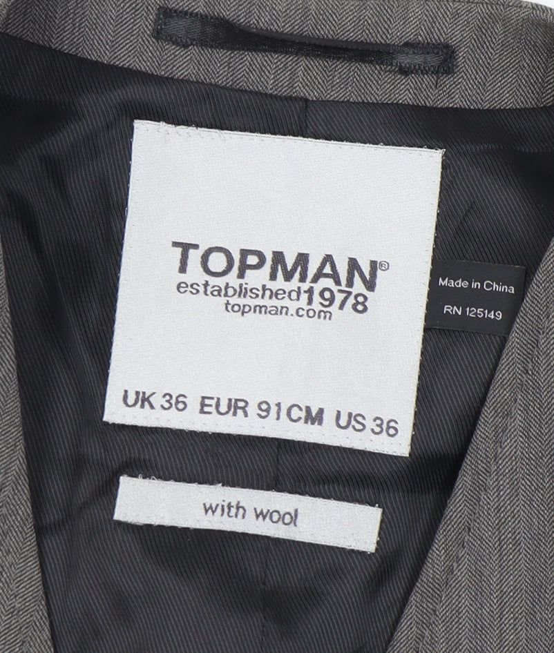 Mens UK Size 36 Topman Regular Grey Suit Waistcoat