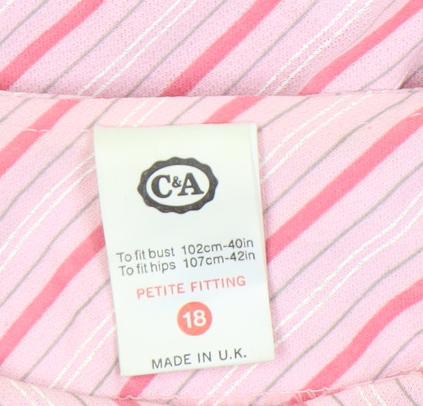 C&A Women's Pink Striped Petite Dress Size 18