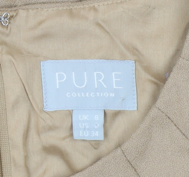 Pure Collection Beige Wool Sheath Dress - Women's Size 8