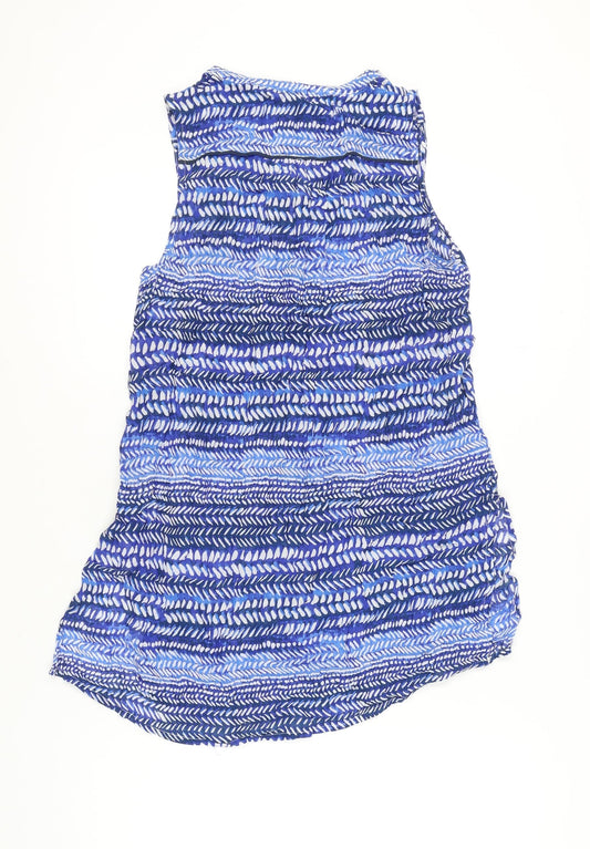 Monsoon Women's Blue Geometric Sleeveless Dress - Size 14
