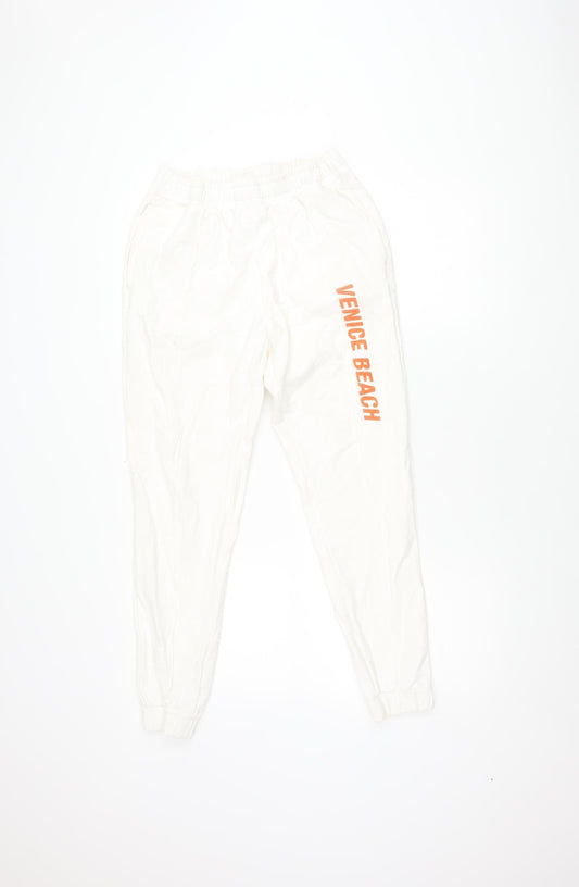 Additional front view of Venice Beach unisex white jogger trousers, size 8