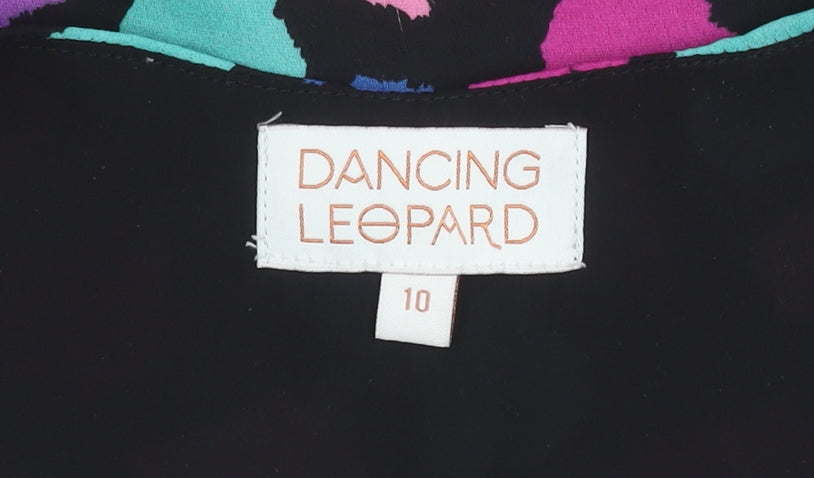 Womens UK Size 10 Dancing Leopard Multicoloured Camisole Blouse