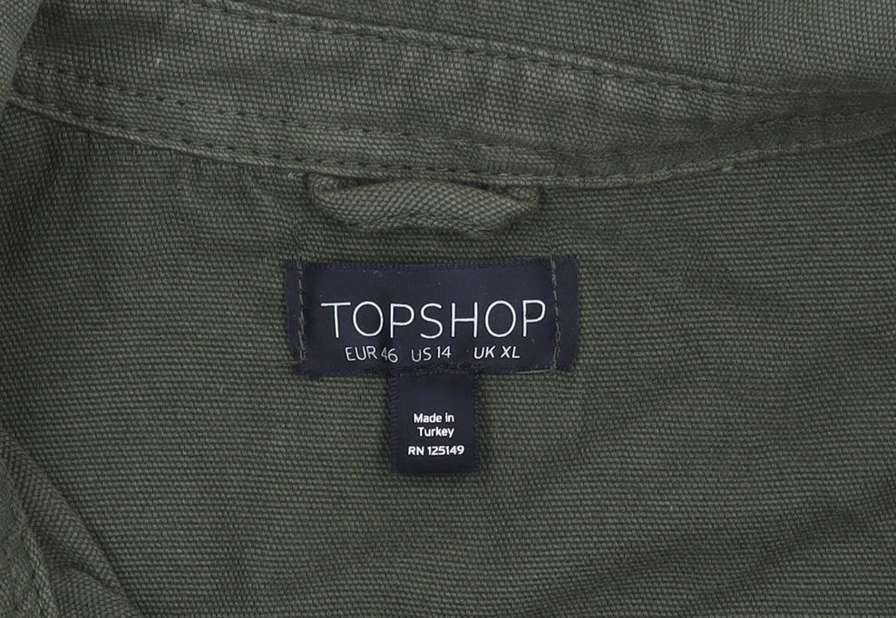 Womens UK Size 14 Topshop Green Basic Jacket