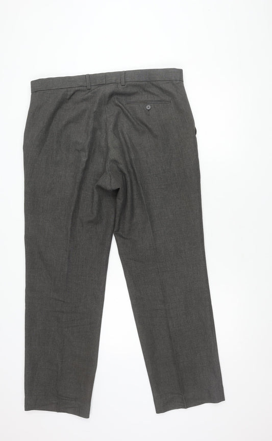 Marks and Spencer Grey Men's Trousers, Regular Fit, Size 36