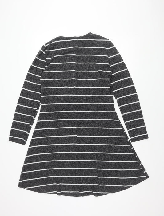 Dorothy Perkins Women's Grey Striped Shift Dress Size 18