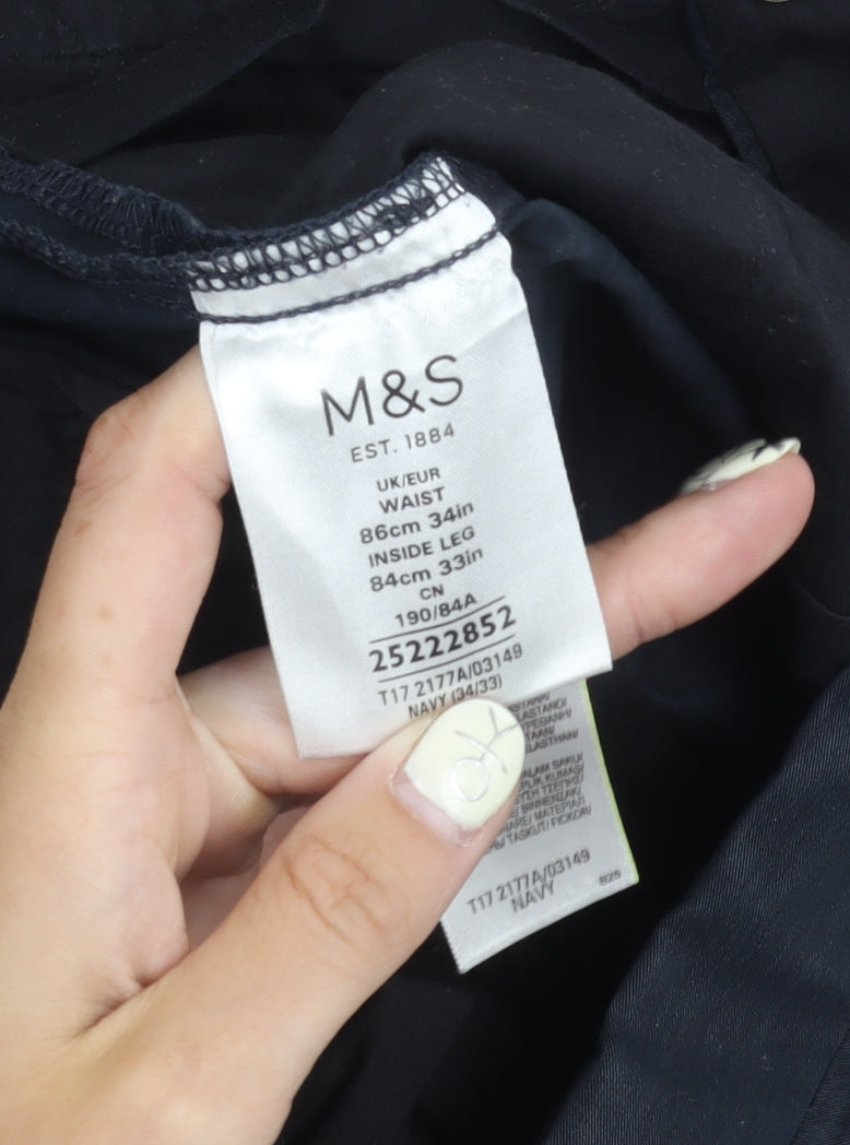 Marks & Spencer Men's Blue Trousers, Size 34/33