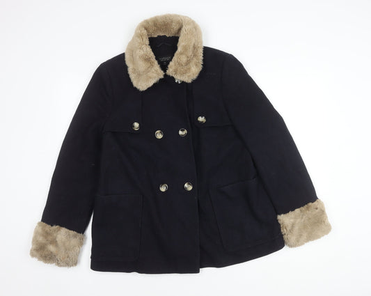 Womens UK Size 12 Topshop Black Pea Coat