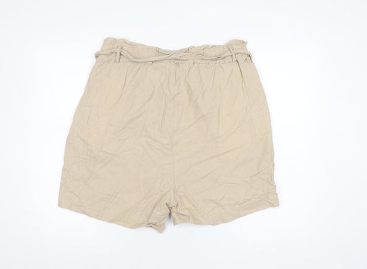 Vero Moda Women's Beige Paperbag Linen Shorts Size 16