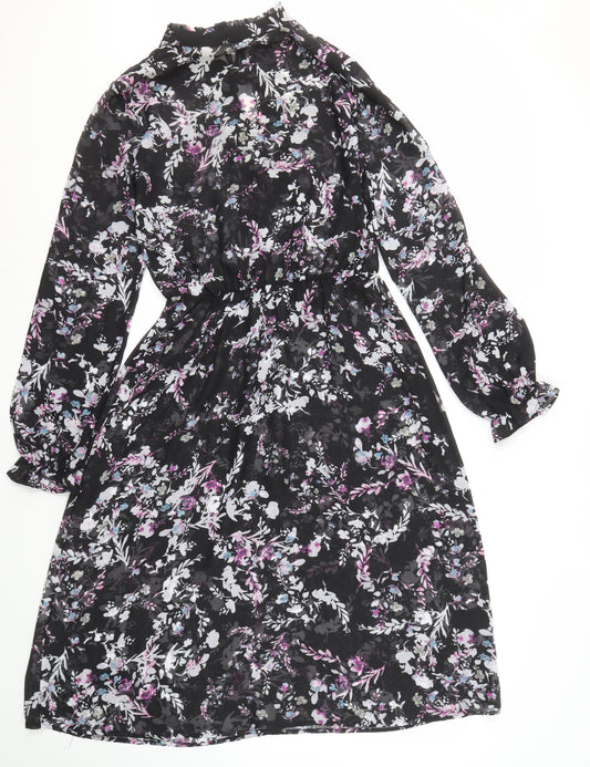 Long Tall Sally Women's Black Floral Dress Size 10