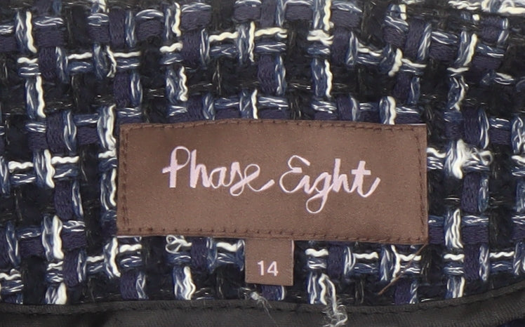 Phase Eight Women's Blue Check Bouclé Blazer Size 14