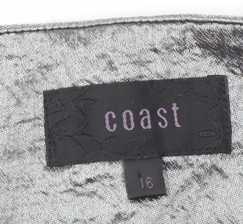Coast Women's Grey Black Viscose Regular Skirt Size 16