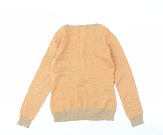 GAP Women's Multicoloured Striped Henley Jumper - S
