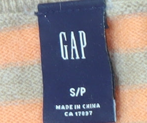 GAP Women's Multicoloured Striped Henley Jumper - S