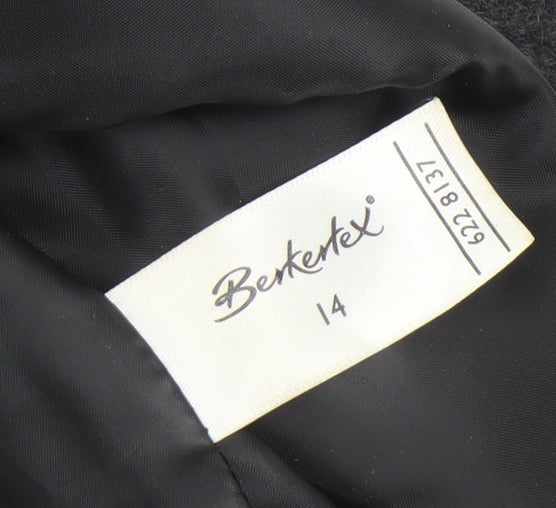 Berkertex Women's Grey Wool Overcoat Size 14 Classic Style