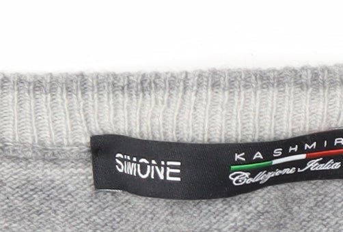 SIMONE Men's Grey 2XL Striped Wool Knit Pullover