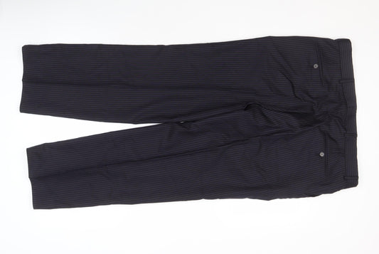 Jaeger Men's Black Striped Wool Trousers, Size 36S
