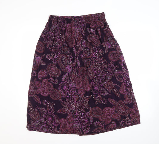 Berkertex Women's Purple Paisley Midi Skirt Size 14