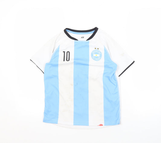 Additional front view of H&M boys’ blue white football jersey 9-10 years