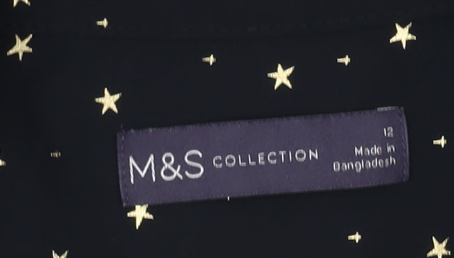 Womens UK Size 12 Marks and Spencer Black Basic Button-Up