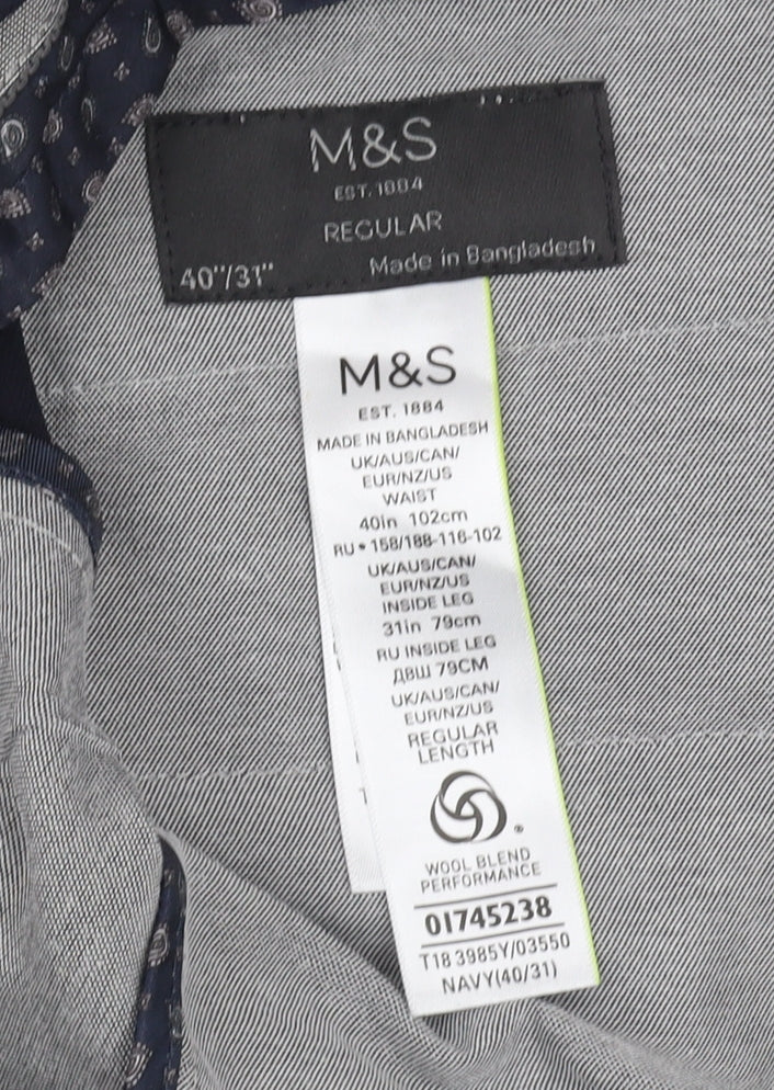 Marks and Spencer Men's Blue Dress Pants 40/31 Regular