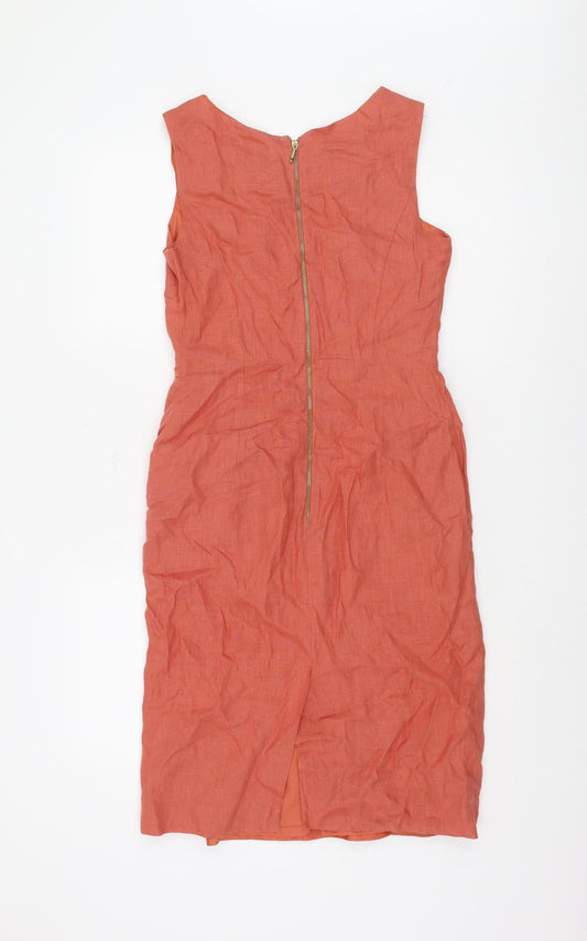 Laura Ashley Women's Orange Linen Dress Size 10