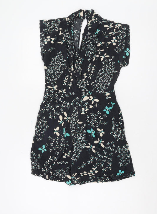 Womens UK Size 8 Warehouse One-Piece Black Playsuit