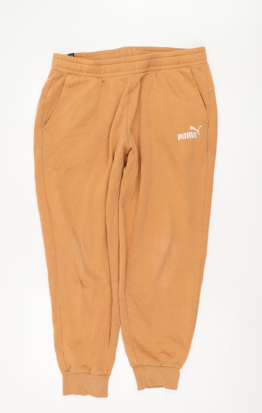 Additional front view of Puma unisex brown jogger trousers xl casual wear