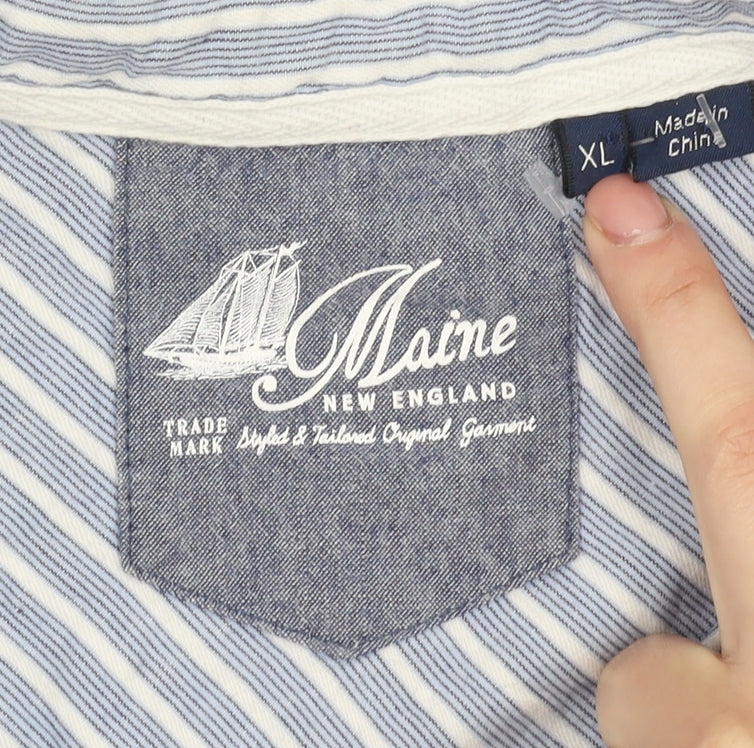 Maine New England Men's Blue XL Striped Casual Shirt