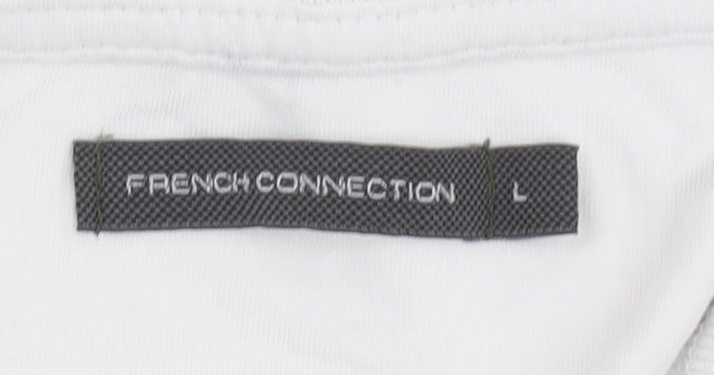 French Connection Men's White Polo, Size L, Casual Short Sleeve
