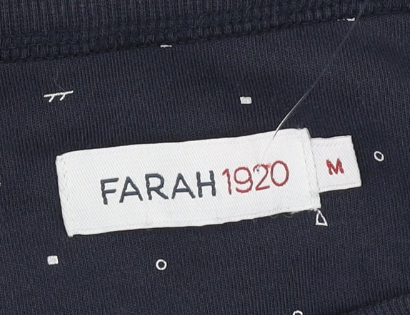 Brand and care label for Farah unisex blue m pullover sweatshirt, casual cotton
