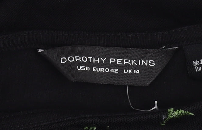 Dorothy Perkins Black A-Line Floral Dress Size 14