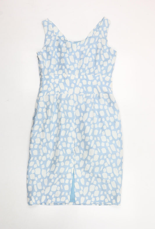 Hobbs Women's Blue Geometric Silk Dress, Size 10