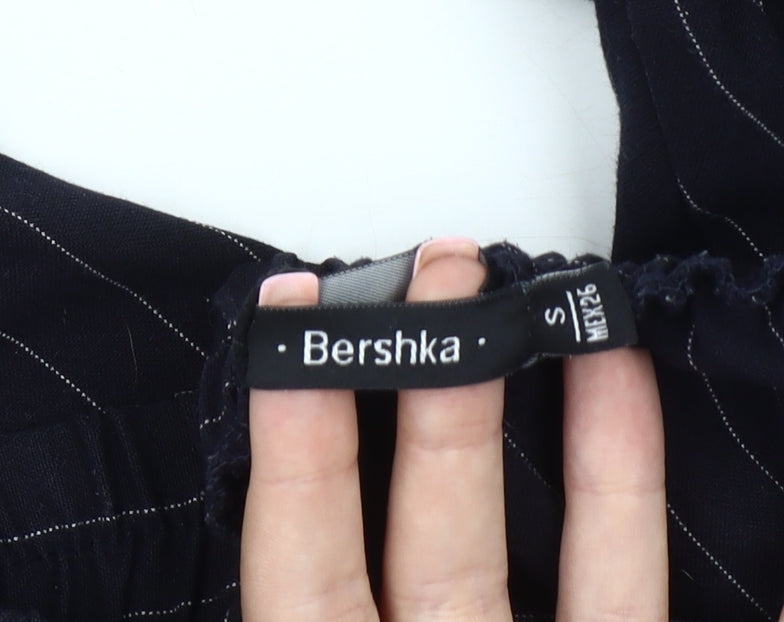 Bershka Women's Black Striped Trousers Size S