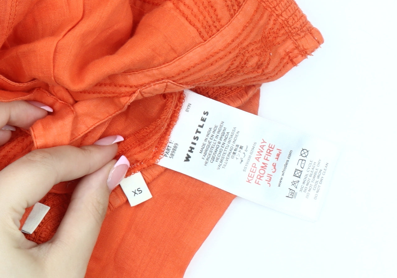 Whistles Women's Orange Wide-Leg Trousers XS