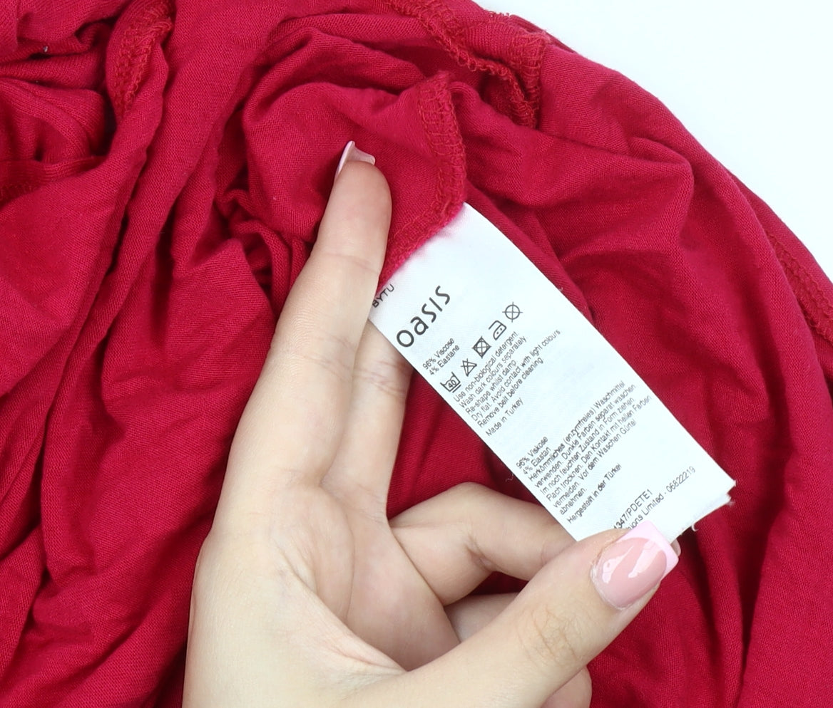 Oasis Women's Red Long Sleeveless Dress M