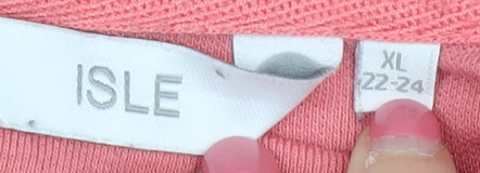 ISLE Women's Pink Cotton Polo Shirt XL Casual Plus