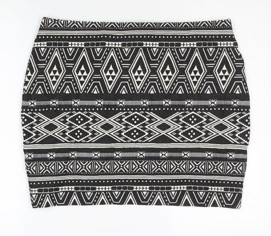 H&M Women's Black Geometric Pencil Skirt Size L