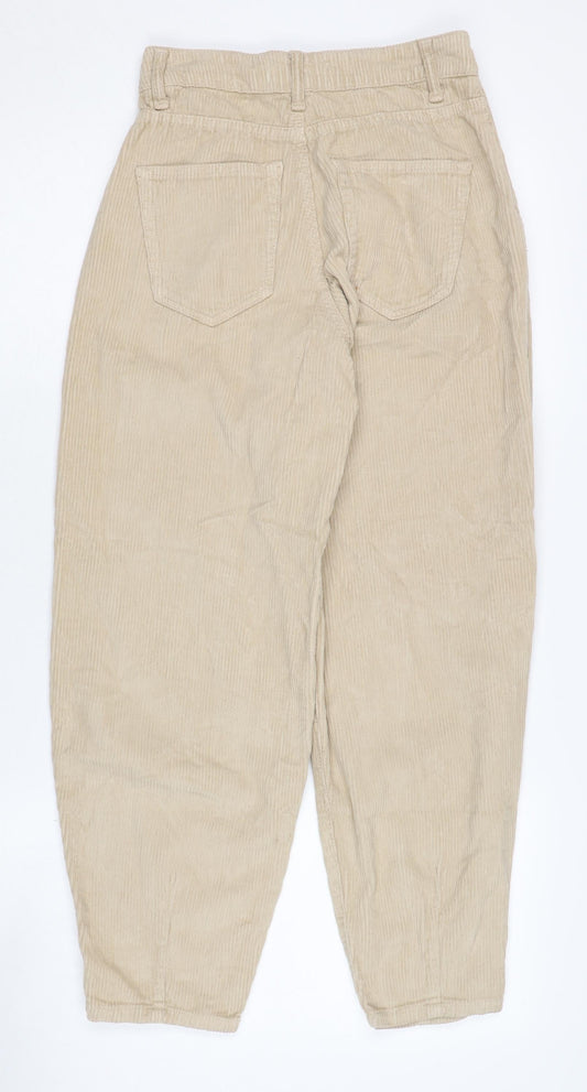 Stradivarius Beige Cotton Corduroy Trousers, Women's, Size 4