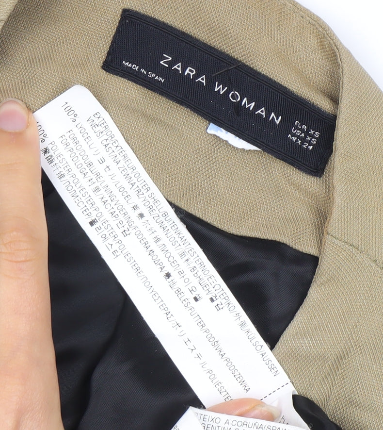 Zara Women's Beige Blazer Size XS Regular Fit Linen