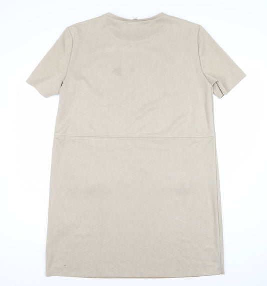 Zara Women's Beige Shift Dress XL - Casual Spring Wear