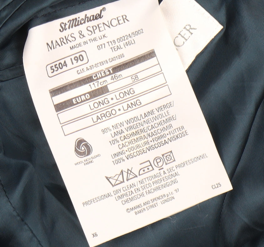 Mens UK Size 46 Marks and Spencer Regular Blue Suit Jacket