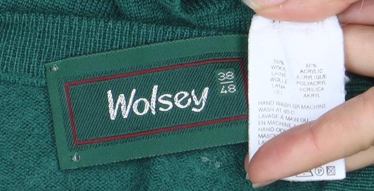 Wolsey Men's Green V-Neck Pullover Jumper L