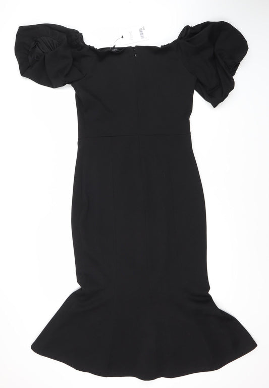 Next Black Puff Sleeve Dress - Size 10 Women's